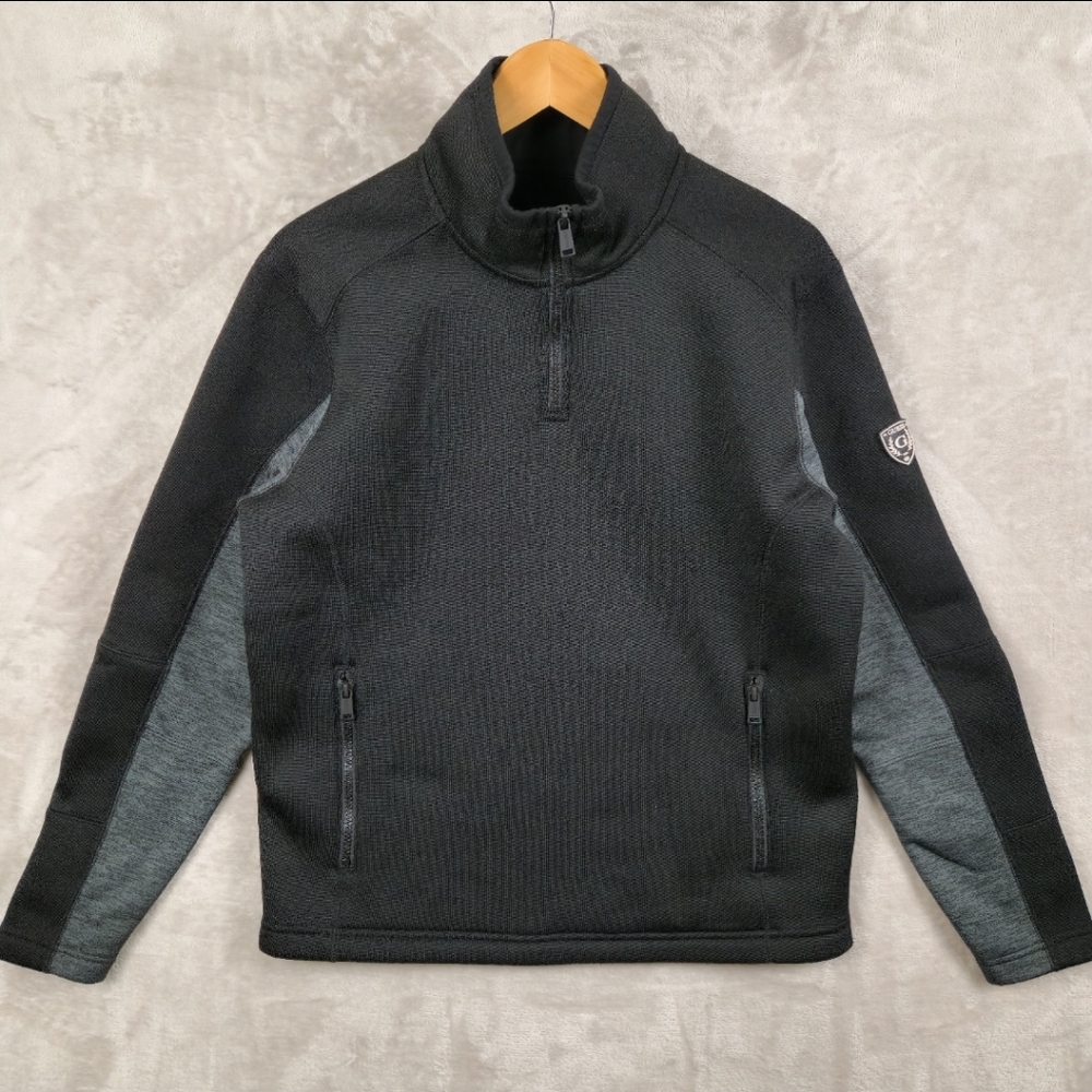 Guess Men's Black and Gray Quarter-Zip Pullover Sweatshirt Size XS‎